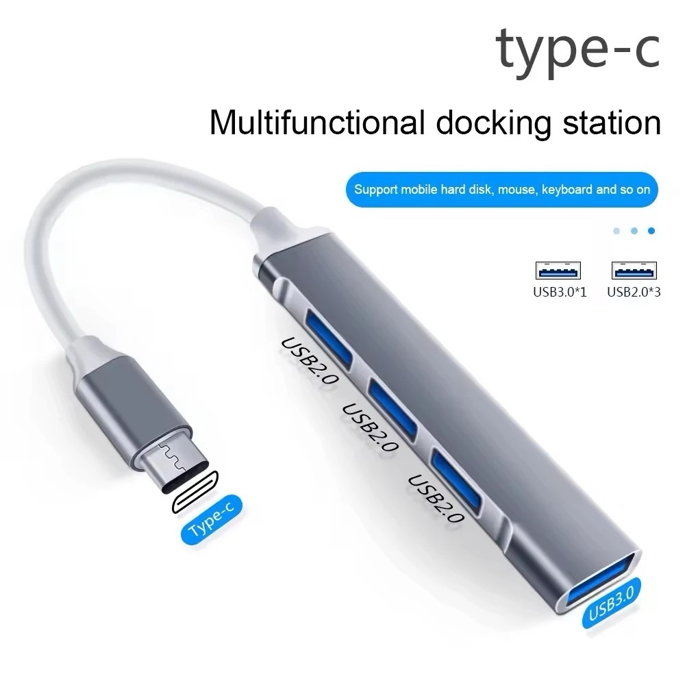 Slim USB C Hub with 4 USB 3.0 Ports Multiport Adapter for MacBook, Chromebook